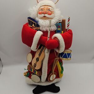 Christmas Corner Vintage 11” Santa Claus Plush Figure W Musical Instrument Gifts